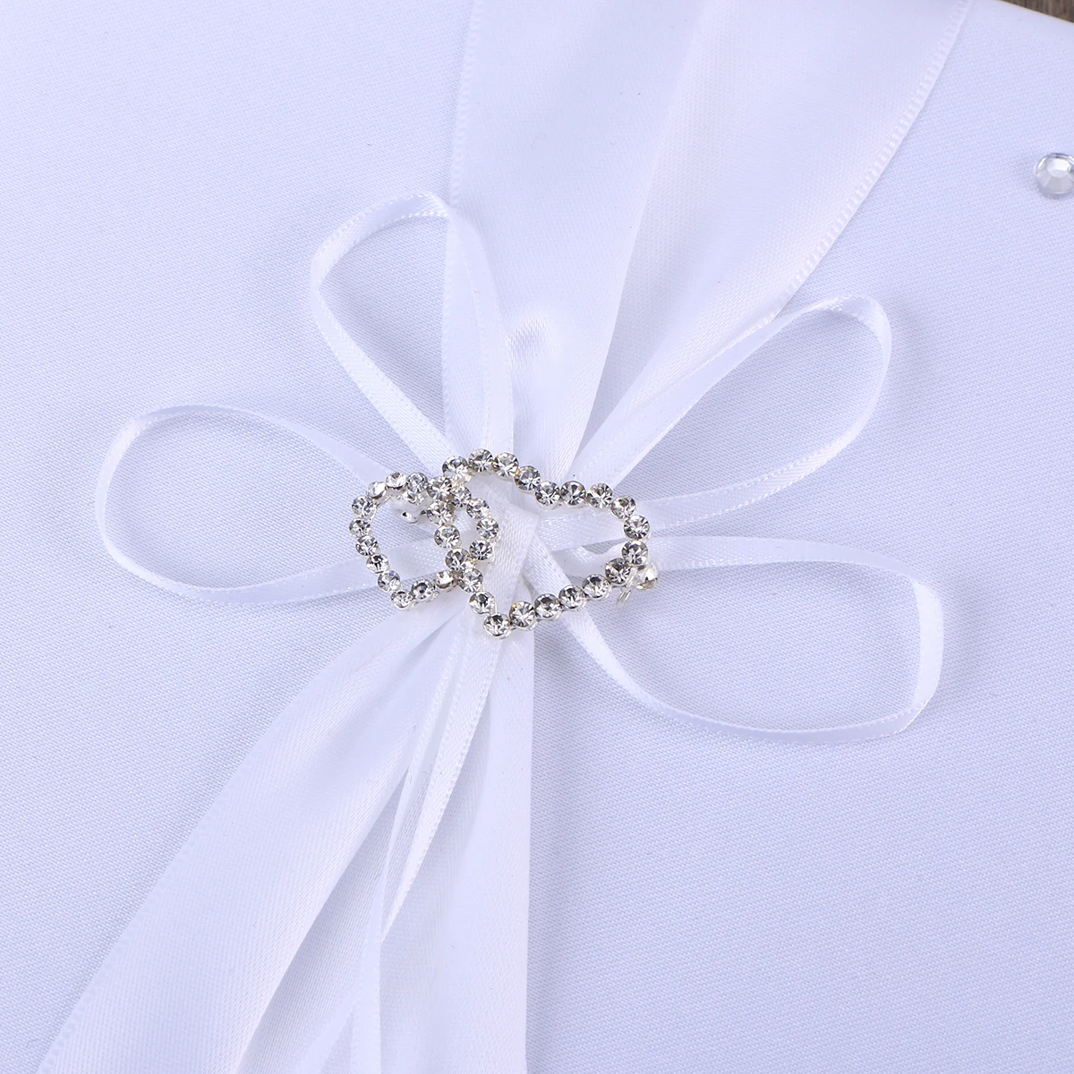

Wedding Guest Book Set With Pen Stand Satin Bows Signature Book For Party Decorations Wedding Supplies Bridal Shower