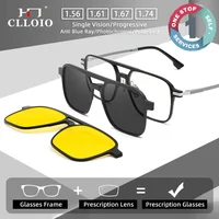 CLLOIO gafas magnéticas polarizadas con Clip para miopía graduadas para hombres TR90 visión nocturna antideslumbrante gafas ópticas progresivas