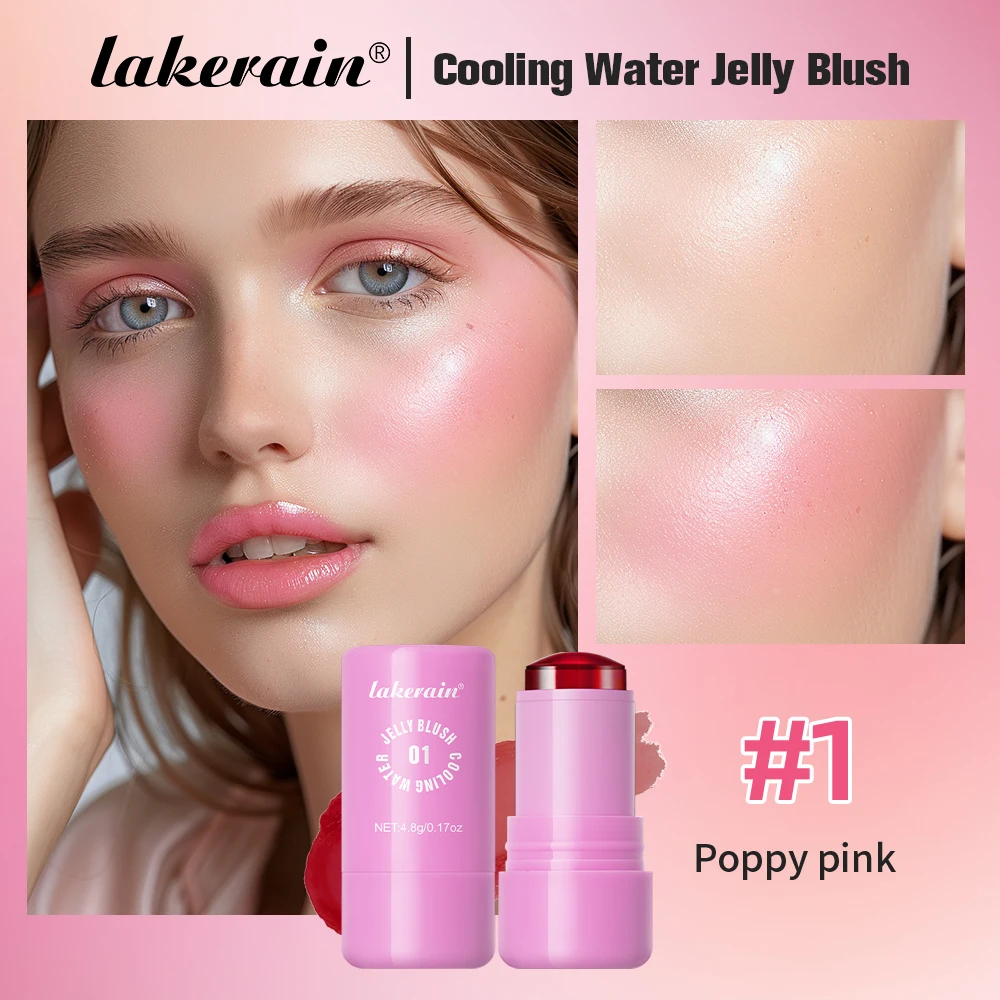 3 w 1 Jelly Blush Stick Lip Eye Cheek Makeup Cooling Water Jelly Tint Moisturize Brighten Lip Gloss Face Rouge Milk Blusher