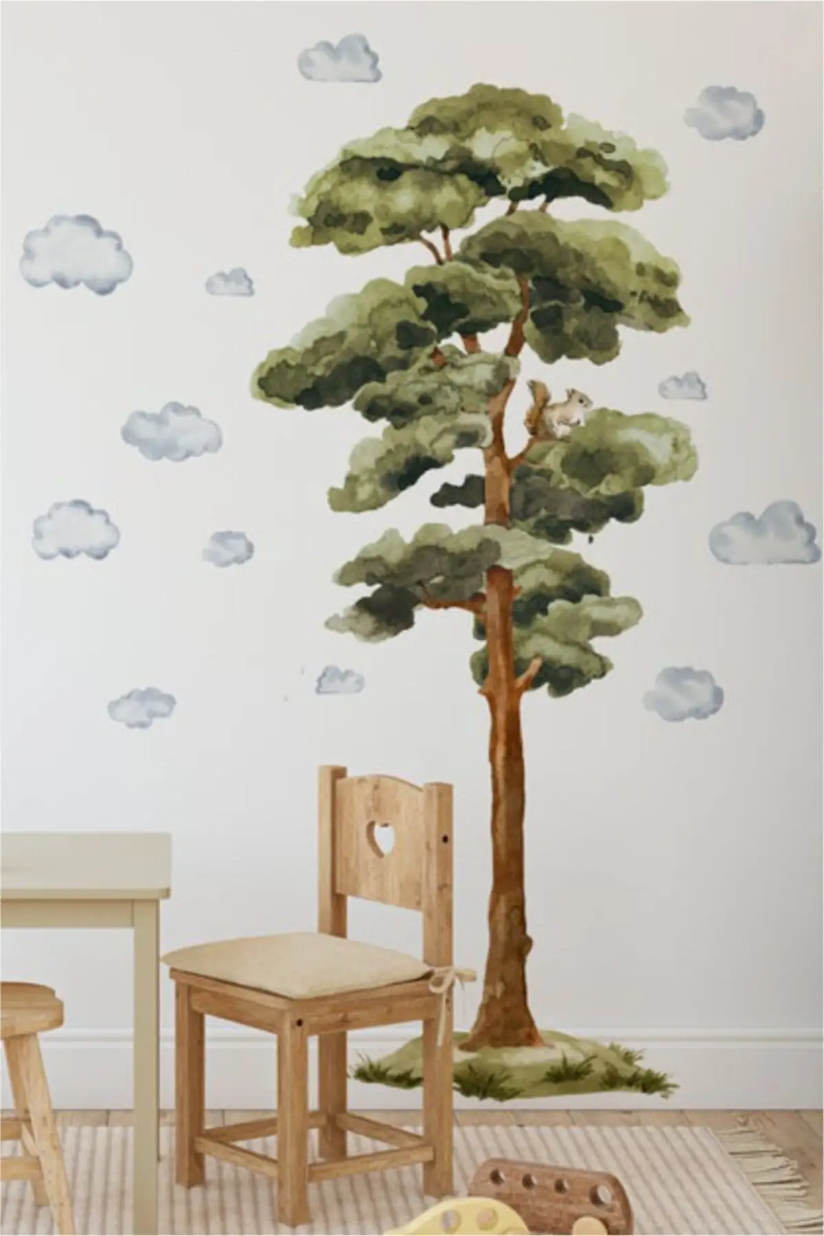 50x100 CM Squirrel Tree Wall Adhesive Home Decor Pvc Foil Baby Kids Nursery Accessory Self-Adhesive Wall Paper trend Elegant