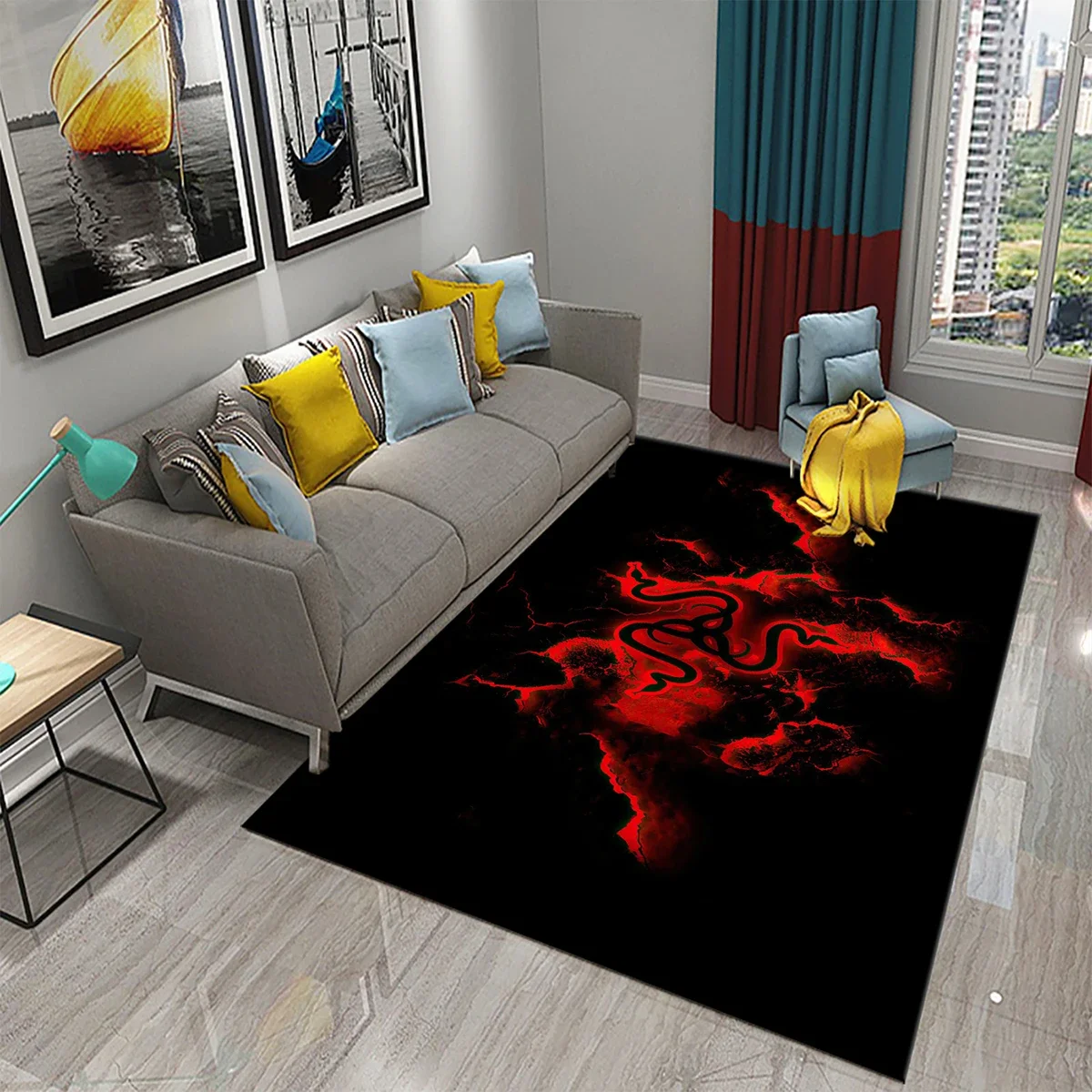 3D Colorful Dragon Pattern Carpet Kitchen Bathroom Living Room Kid Bedroom Entrance Non-slip Absorbent Fashion Home Decor Carpet