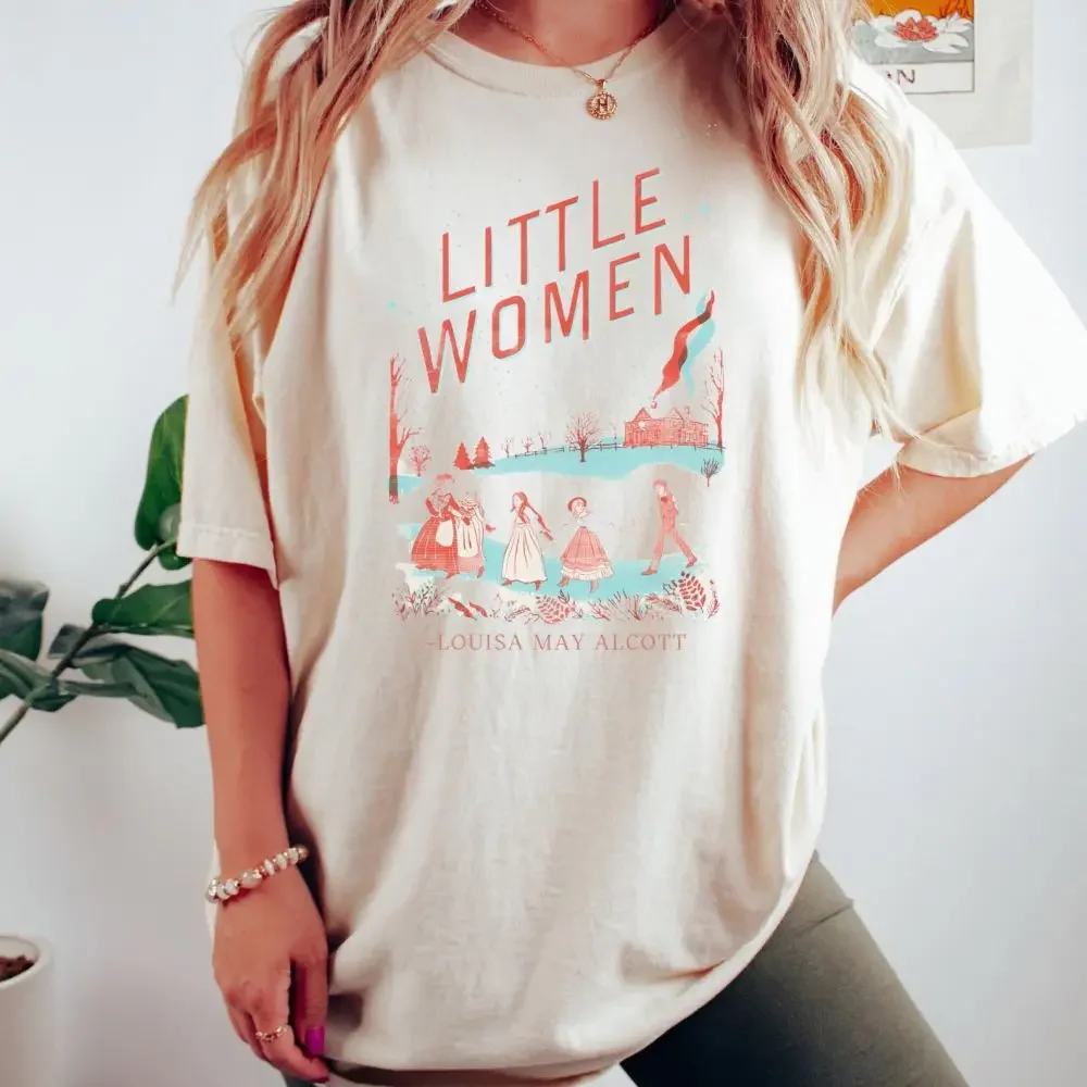 Retro Little Women Light Academia Louisa May Alcott Literary Shirt 100% Cotton Loose Shirt Unisex Tee Fantasy Apparel Y2K Top