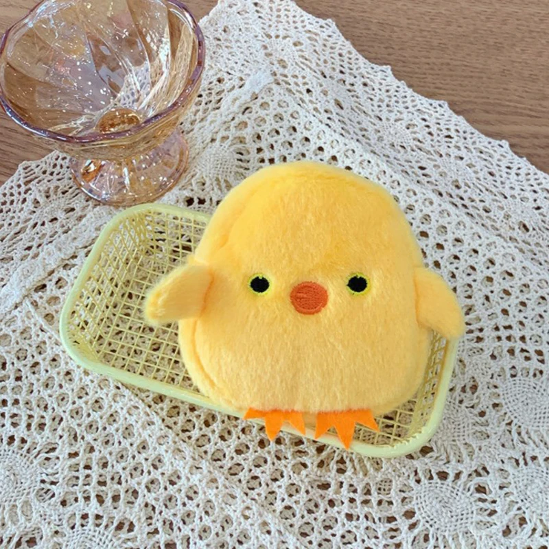 1pc 12cm Kawaii Cartoon Cute Yellow Chick Children Animals Plush Coin Purse Keychain Headphone Wallet Card Bag Pocket Pendant