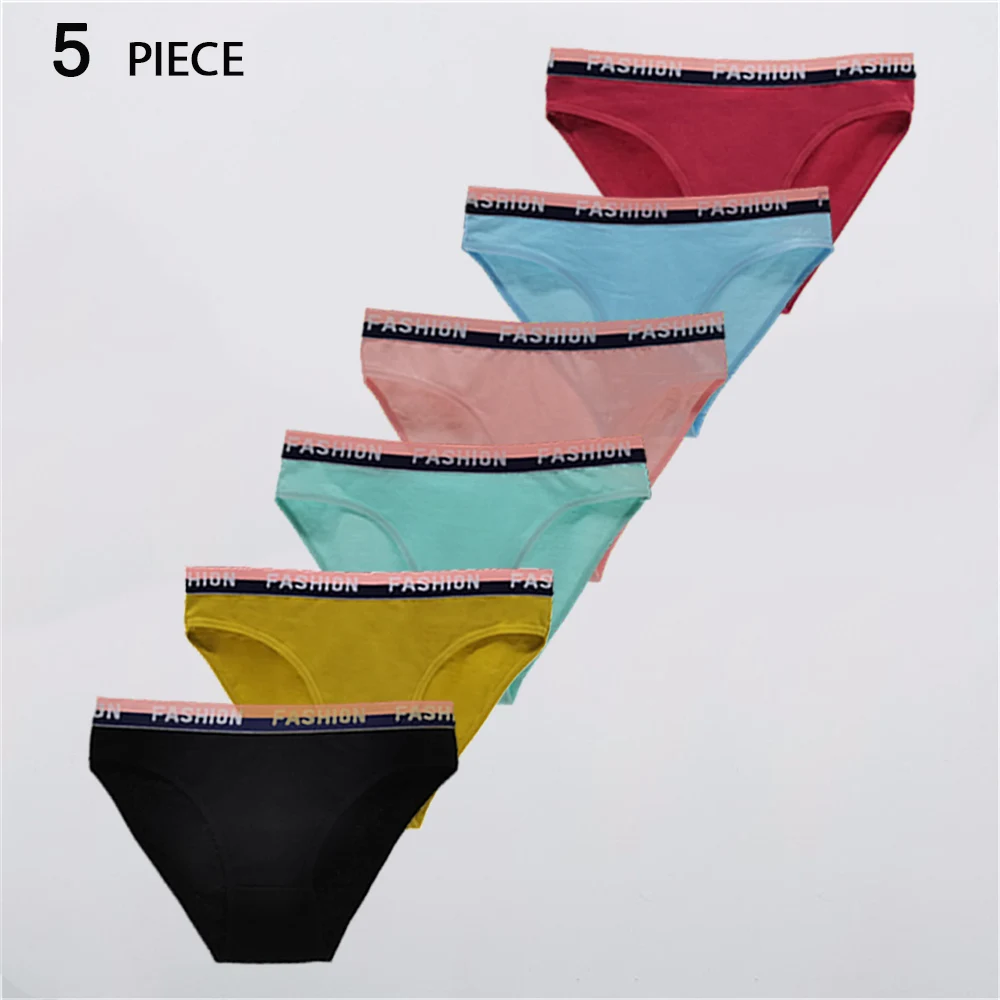 

5 Pcs/Lot Solid Color Cotton Briefs for Women Sexy Ladies Underwear Bikini Girls Bow Sexy Panties Female Lingerie