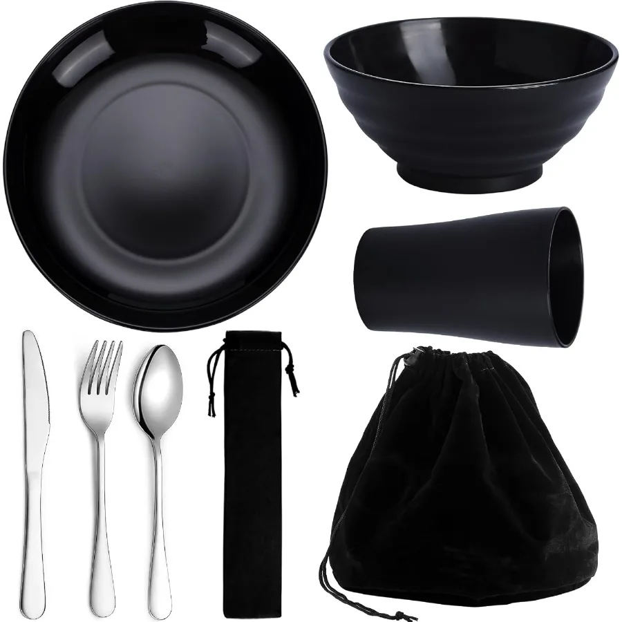 مجموعة أدوات التخييم المحمولة من كيراتون مع أوعية كوب خفيفة الوزن قابلة لإعادة الاستخدام وأدوات مائدة من الفولاذ المقاوم للصدأ