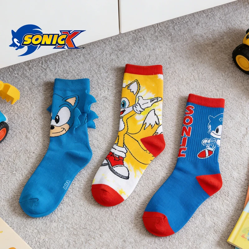 

Sonics Cartoon Pattern Socks Children Fun Long Socks Boys Girl Anime Fashionable Sock Winter Keep Warm Cotton Stockings Hot Sell