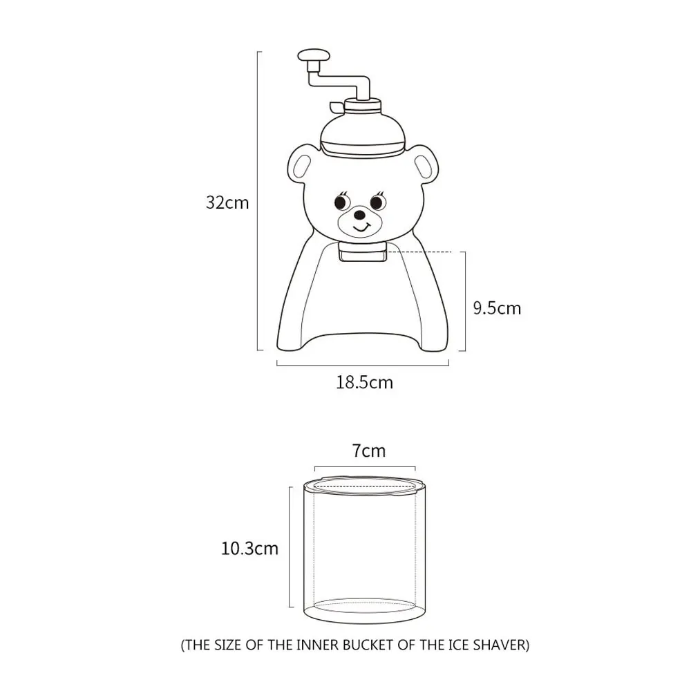 Bear Shaved Ice Machine Home Small Hand-Cranked Cute Smoothie Machine Manual Crushed Ice Children's Hail Ice Machine