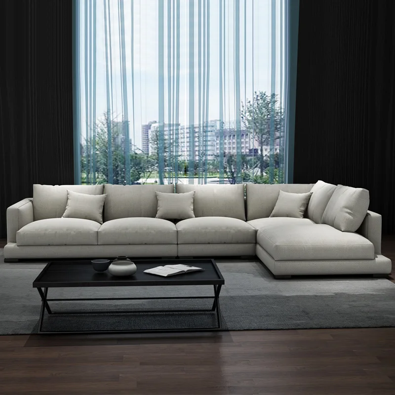 Italian Minimalist Fabric Sofa Wabi-Sabi Combination of Simple Technology Cloth Sofa Living Room VIP Corner Cloth Sofa