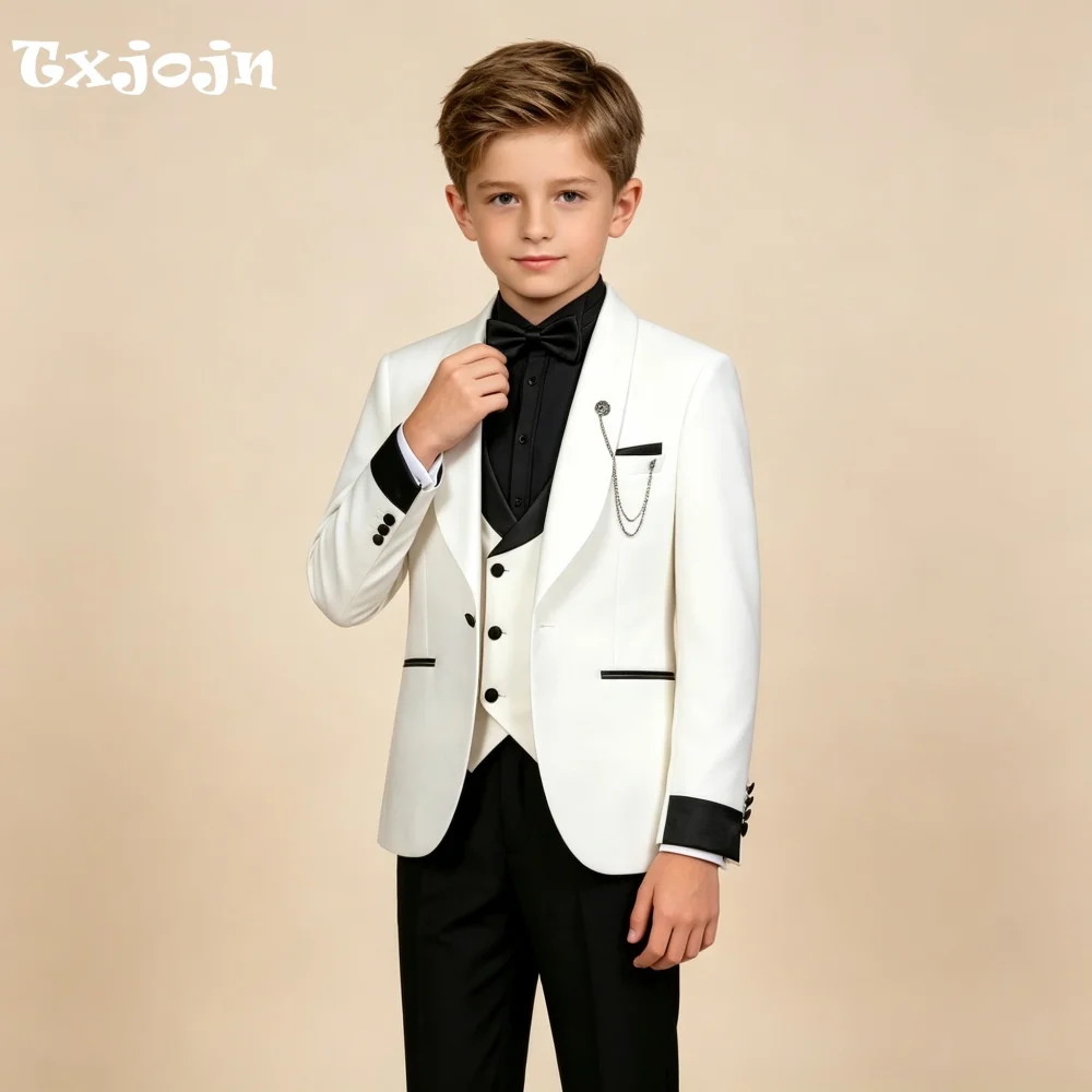Tailored Formal Boys Suit 3-piece Set Wedding Tuxedos Pointed Collar Jacket Classic 2-16 Year Kid's Blazer Pants Vest for Party