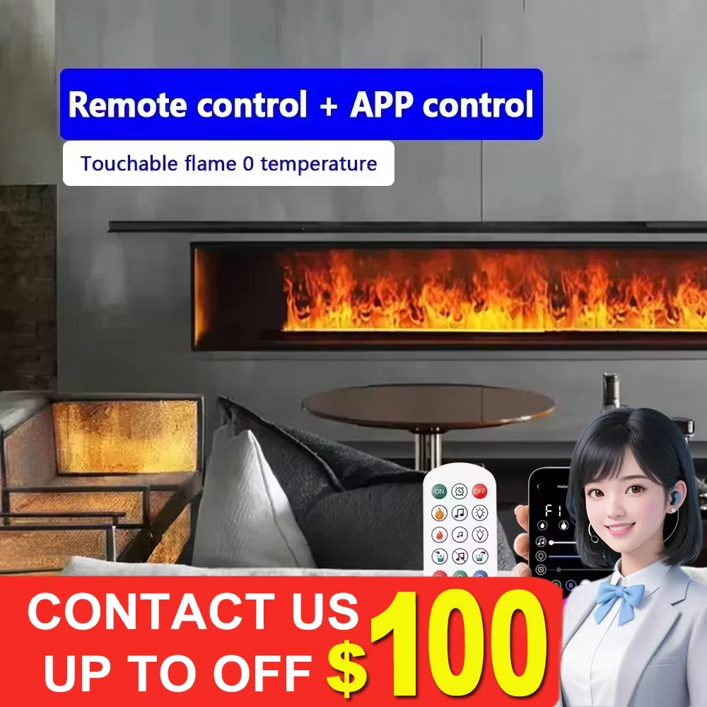 

Камин с водяным паром, искусственное пламя, домашний электрический камин, увлажнитель воздуха, дистанционное управление, приложение, изменяющее цвет, светодиодный настенный встроенный 3D-телевизор, декоративный камин с