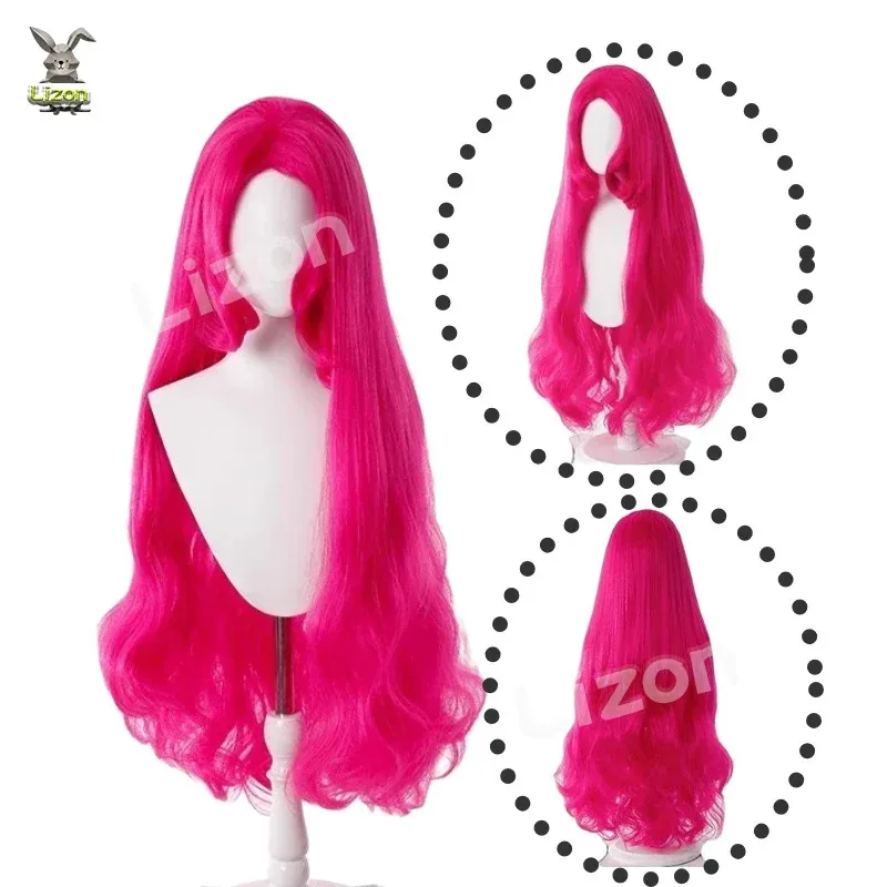 CyMyLittle Pony Pinkie Pie peluca de Cosplay doble cola de caballo peluca rizada larga sintética linda chica The Pony dibujos animados Anime Coser peluca diaria