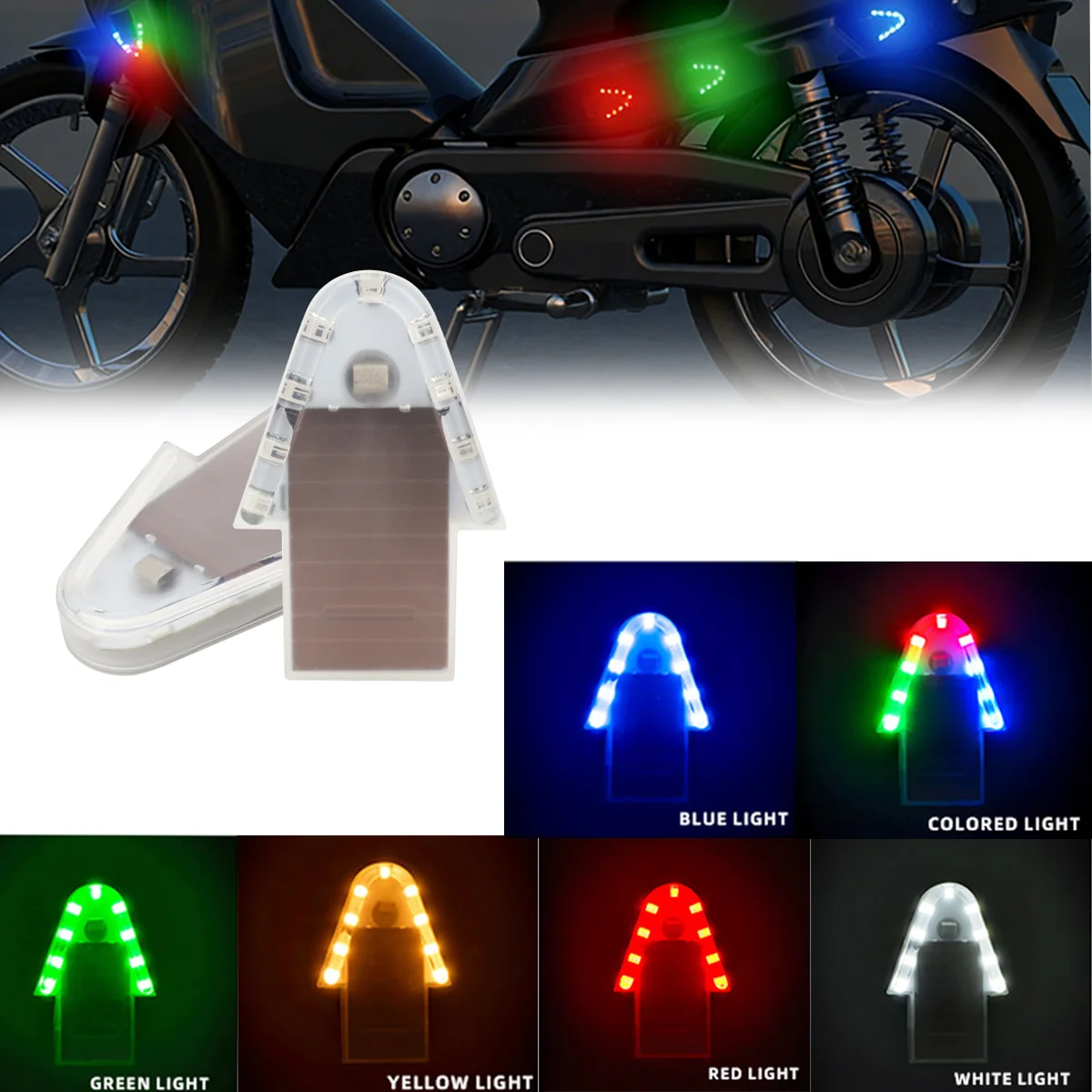 4pcs Wiring Free Solar Power Flashing Warning Light for Car Motorcycle Anti Rear End Collision Truck LED Night Strobe Taillight