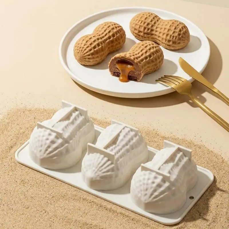 New#3-Cell Peanut Design Silicone Chocolate Mold Food Grade Kitchen Dessert Bakeware French Mousse Cake Mould Pastry Tools