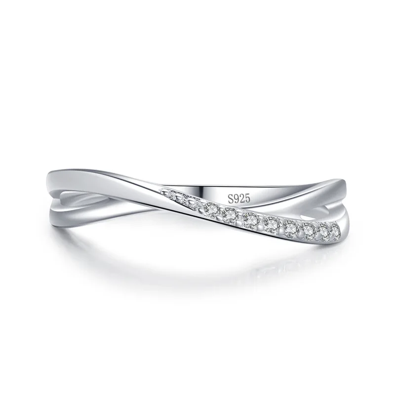 

Rhodium Plated S925 Sterling Silver Women's Simple Design Casual Ring