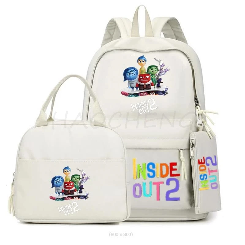 Inside Out2-Sac à dos pour adolescents, garçons et filles, cartable de retour à l'école, sac à lunch anime, sac à dos pour femme, étui à crayons, nouveau, ensemble de 3 pièces