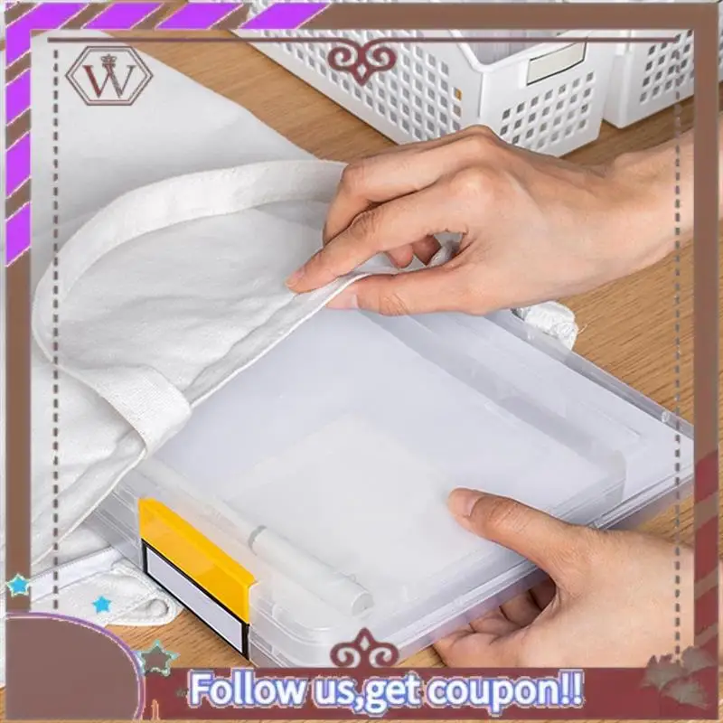 

ABBG-4PCS A4 File Portable Project Case,Portable A4 File Box Plastic Scrapbook Paper Storage Box For 8.5X11inch Letter Paper Dur