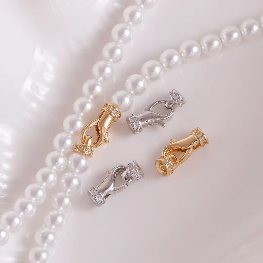 

Wholesale 925 Sterling Silver Necklace Bracelet Clasps and Hooks Jewelry Accessory Parts Settings for 5-9mm Pearls 3pcs/lot