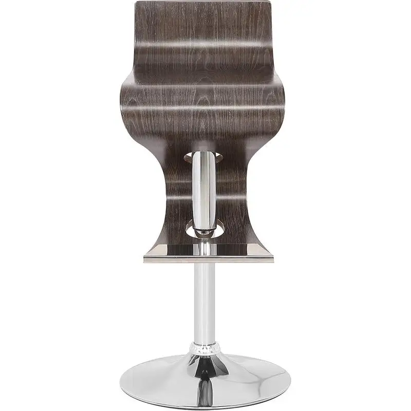 

Sleek Adjustable Swivel Bentwood Bar Stool in Walnut Finish with Curved Design