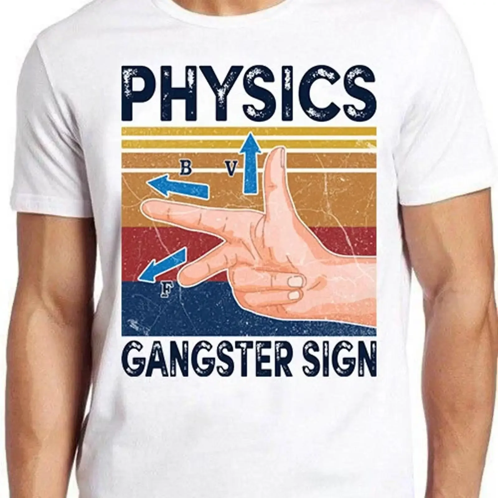Camiseta Unissex Vintage Estilo Streetwear com Estampa de Mão de Gangster em Vetor Engraçada, Paródia de Ciência, Presente M807
