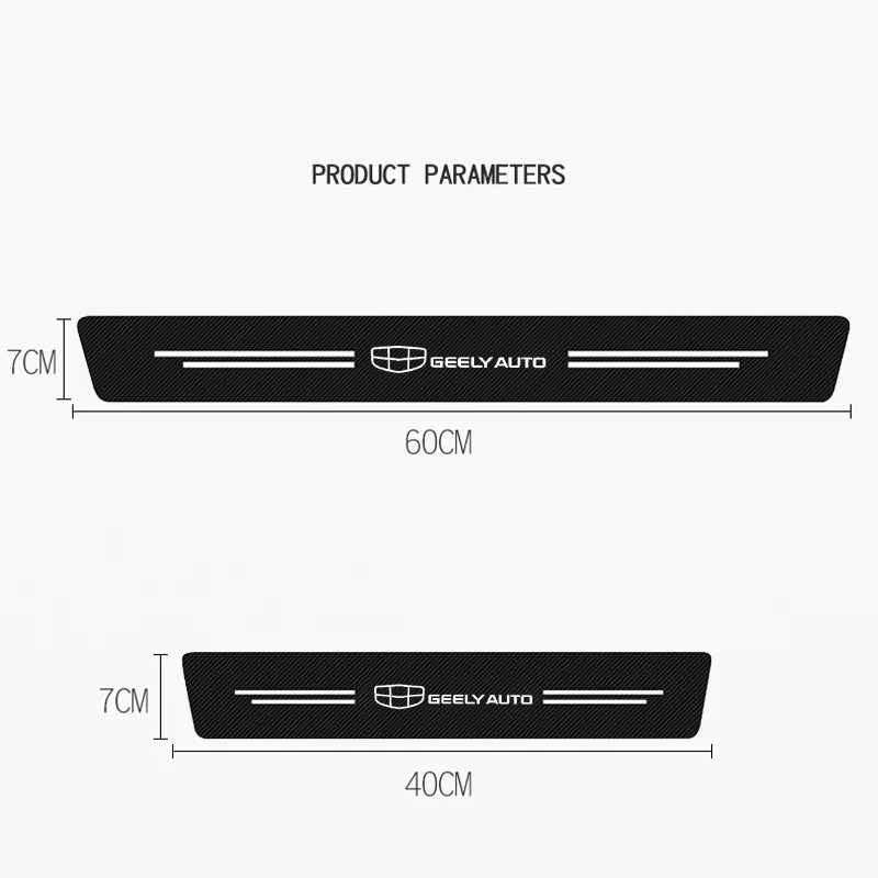 4pcs Car Door Sill Protector Stickers For Geely Atlas Coolray Boyue NL3 Emgrand X7 EX7 SUV GT GC9 Leather Carbon Fiber Decor