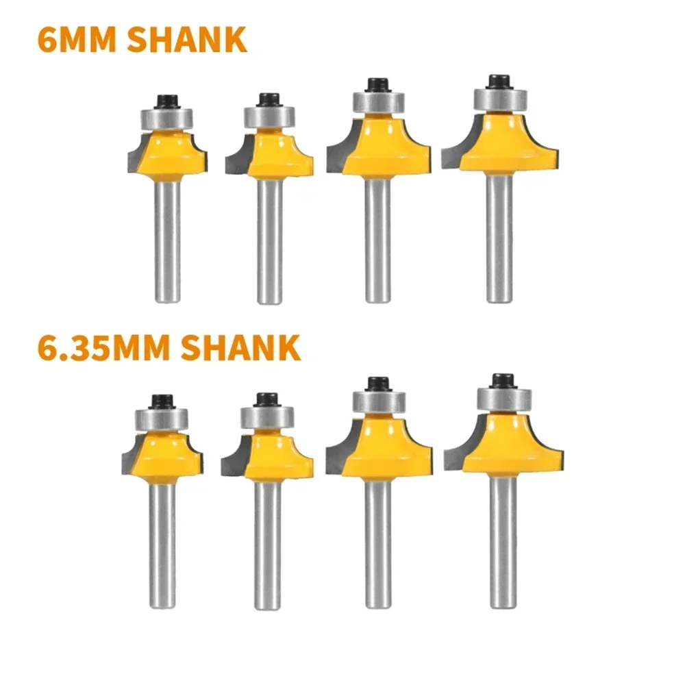 6mm 6.35mm 8mm 12mm 12.7mm Shank Corner Round Over Router Bit Tungsten Carbide Milling Cutter for Wood Woodworking Face Mill