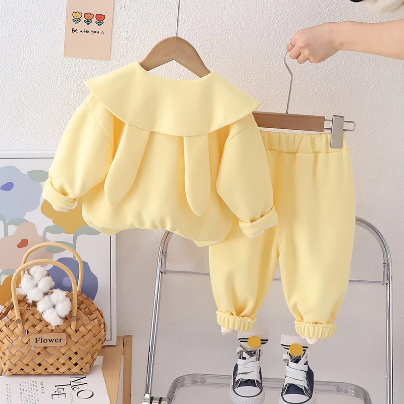 Spring Children Clothing Sets Baby Girls Cartoon Rabbit Coat Pants 2 Piece Suit Infant Casual Sportswear Kids Clothes Outfits