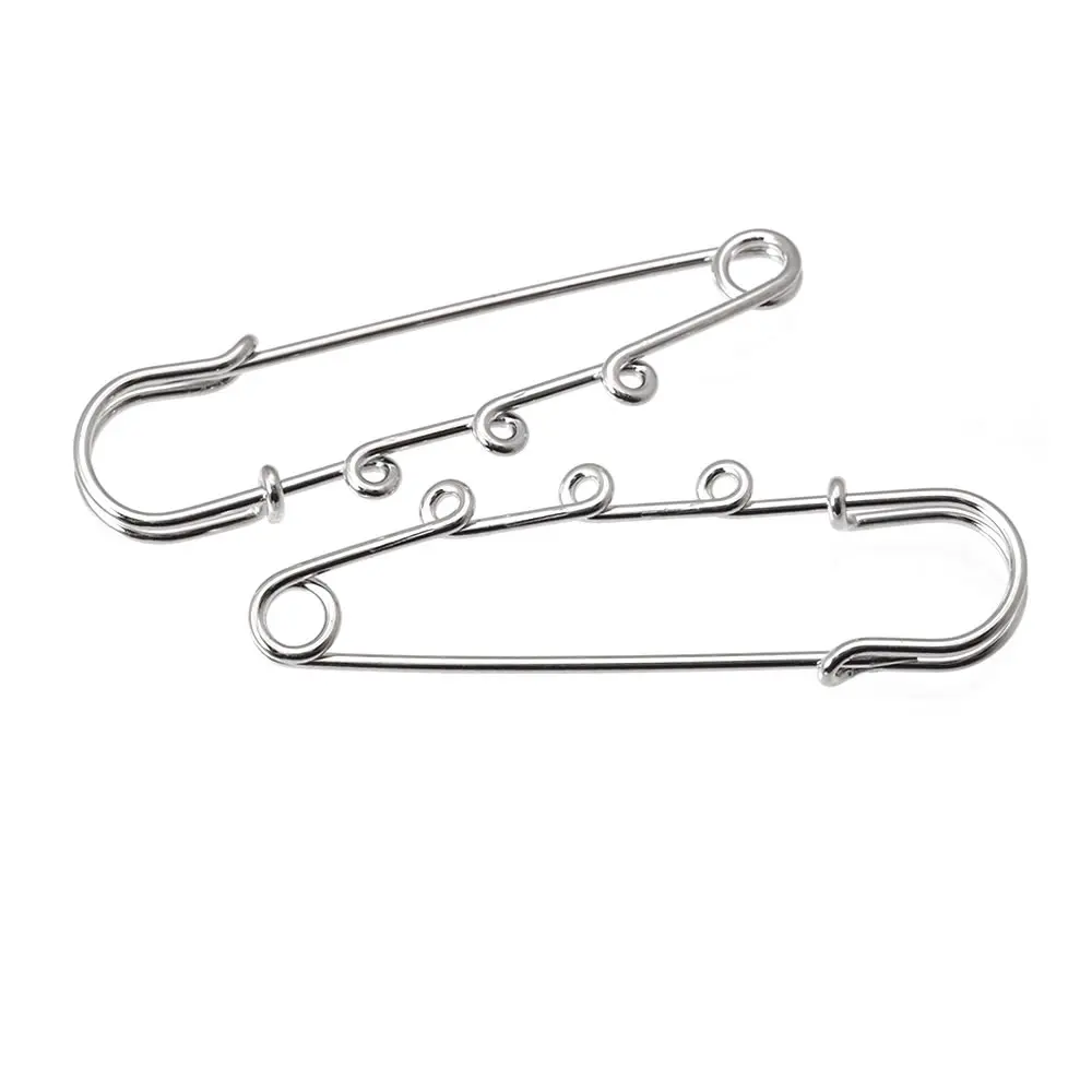 58MM 64MM 75MM Imitation Rhodium Color Iron Brooch Base Brooch Pins with Hanging Hole Diy Jewelry Making Supplies Accessories