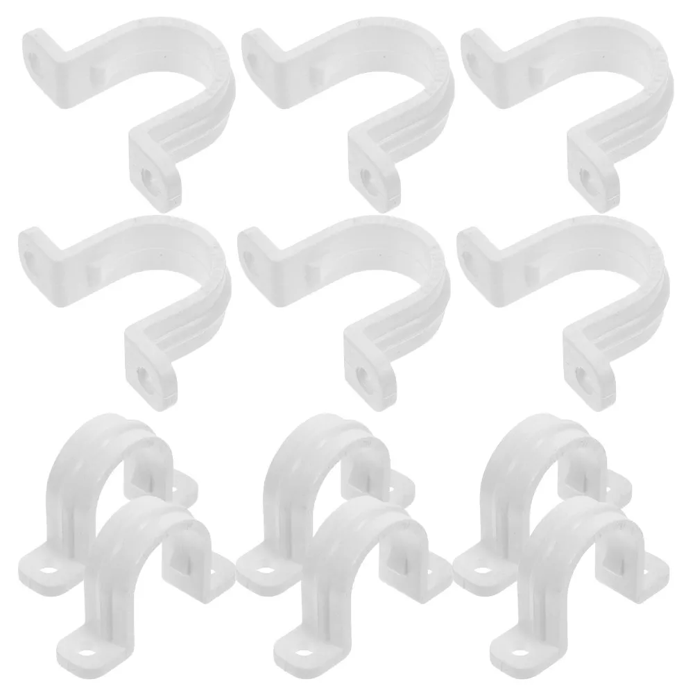 20Pcs PVC Tube Clamps Heavy Duty Pipe Strap Clips U Clamp Pipe Fixing Clamps for Plumbing Cable Hose Fastening Outdoor Indoor