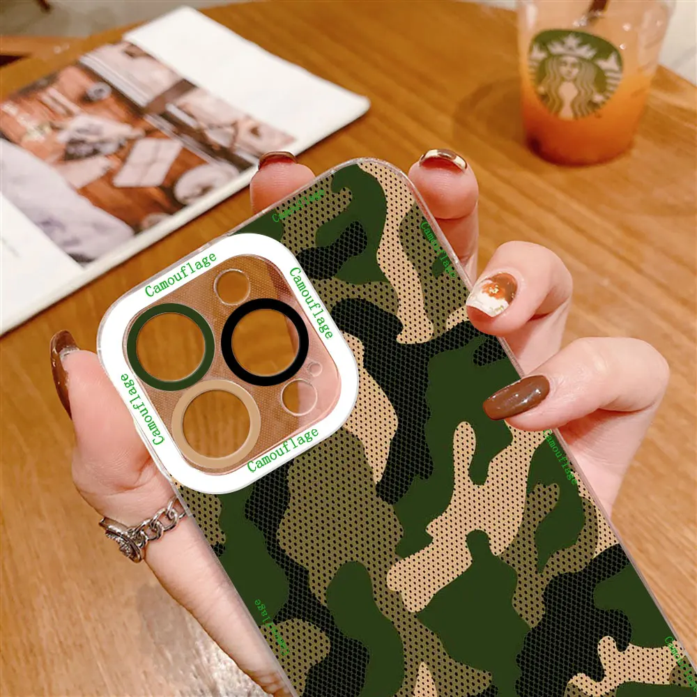 Clear Phone Case For Xiaomi 15 15T 11 LITE 11T POCO X7 X6 X5 X4 X3 GT F3 F5 M7 M6 M4 M3 Funda Cover Pattern Painting Camouflage