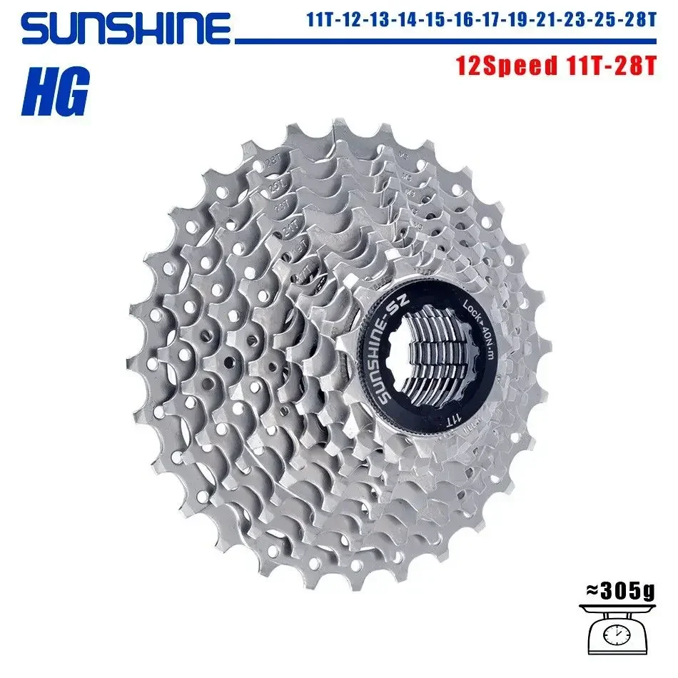 

Sunshine 12 Speed Road Bike Cassette 12v 11-28T 11-32T 11-34T Bicycle Cassettes K7 Tape Road Racing Freewheel for Shimano HG