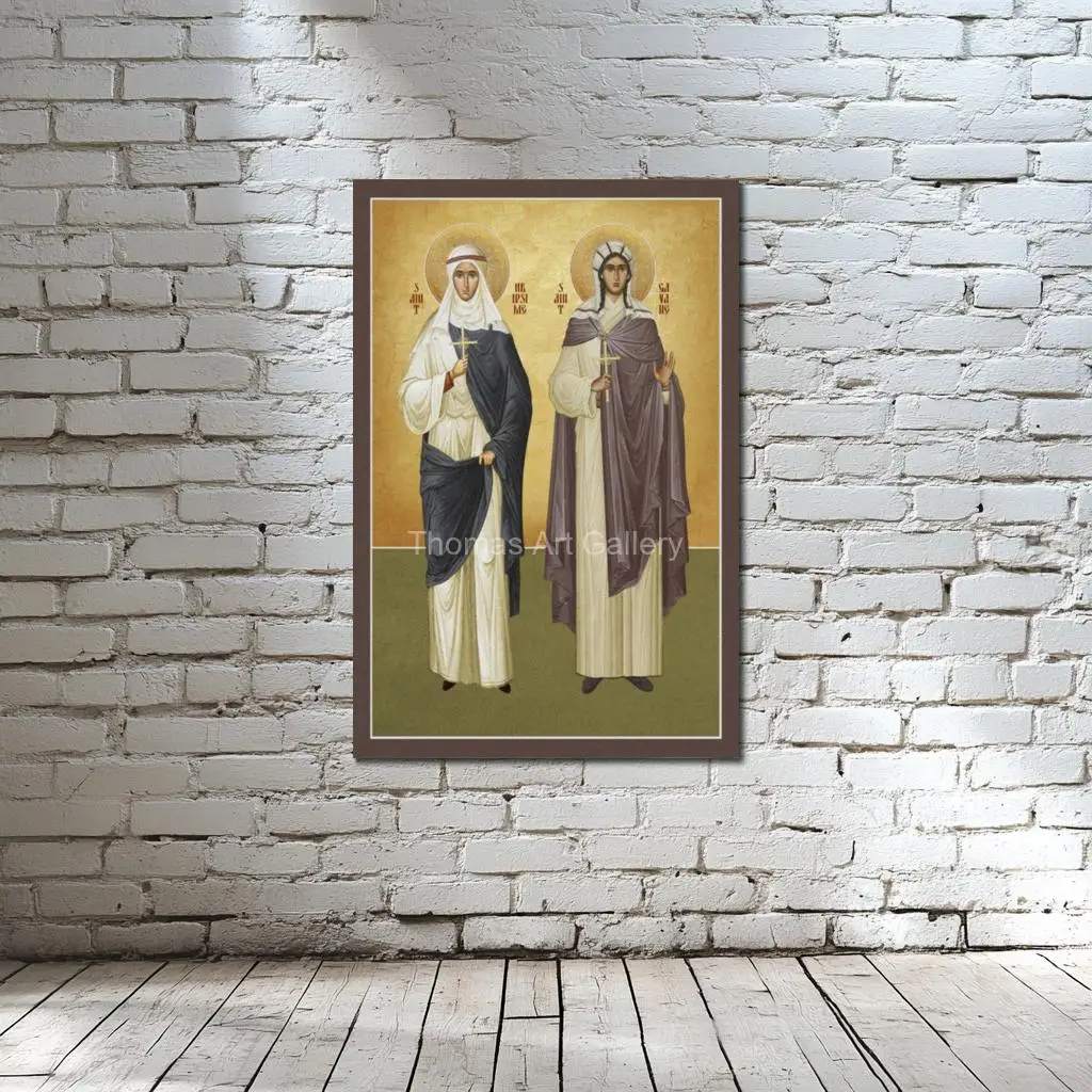 Armenian Orthodox Saints Hripsime and Gayane Icon HD Canvas Print Byzantine Art for Home Altar Church Decor Christian Gift