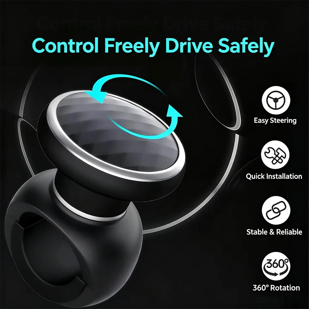 Car Steering Wheel Knob Spinner Bearing Type Power Handle for Truck SUV Sedan One Hand Driving Assist Ball Turning Aid
