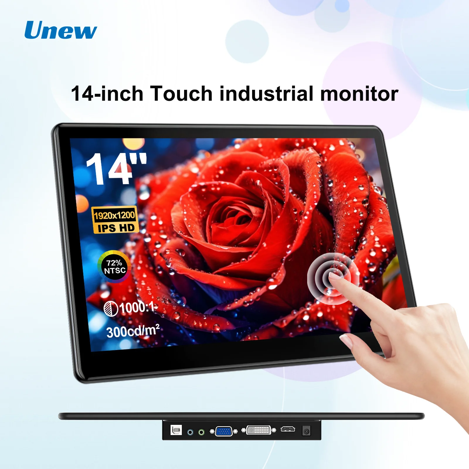 Unew Premium 14 inch Portable Monitor Touch Screen with 1920x1200 IPS for Computer Second Display for Laptop Phone CCTV DIY Car 【USA Warehouse】