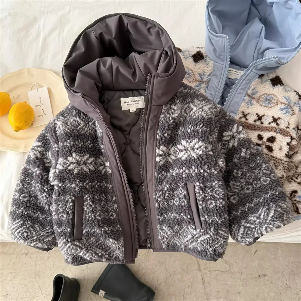 أطفال الصوف معطف مقنع الخريف الشتاء سميكة الدافئة امبسوول سستة القطن الستر للفتيات الفتيان الأطفال ملابس خارجية #1