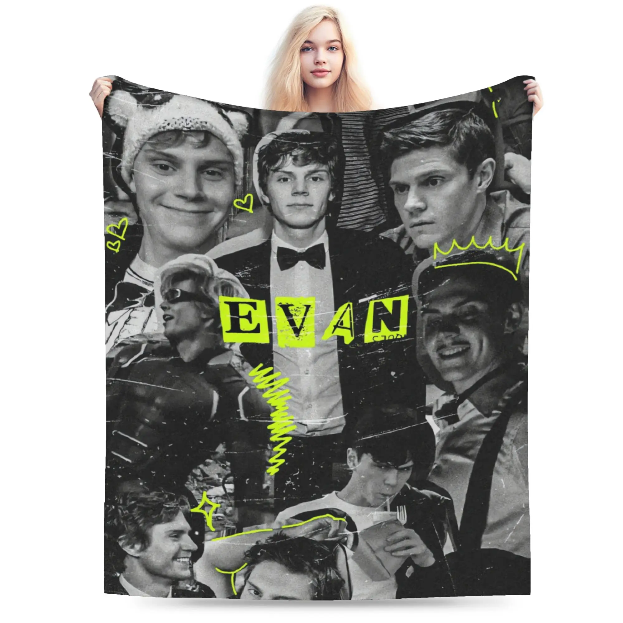 Grunge Evan Peters Dark Group Blanket Quality Super Soft  Throw Blanket Autumn Office Couch Chair Sofa Bed Novelty Bedspread