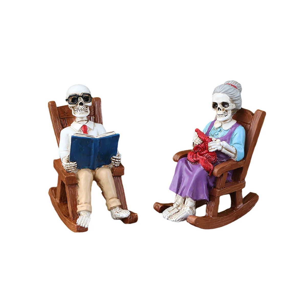 Vintage Reading Skeleton Chair Halloween Decor - Gothic Home & Garden Ornament