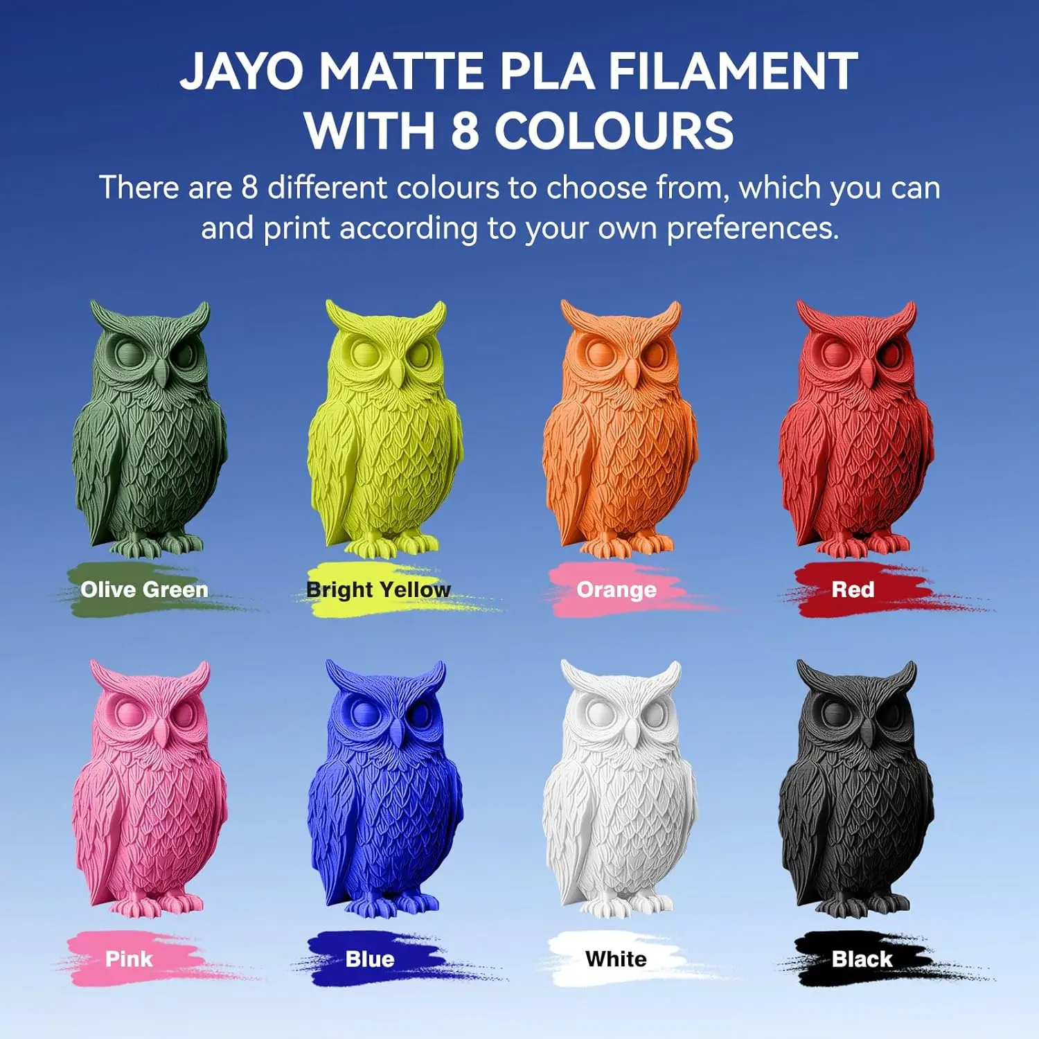 JAYO 2 Rolki 3D HS Matowy PETG /PLA Matowy/HS PLA Matowy (=PLA Classic) Filament do Drukarek 3D 1.75mm, Równo Nawinięty i Nietoksyczny PLA do Drukarek 3D — zdjęcie produktu 2