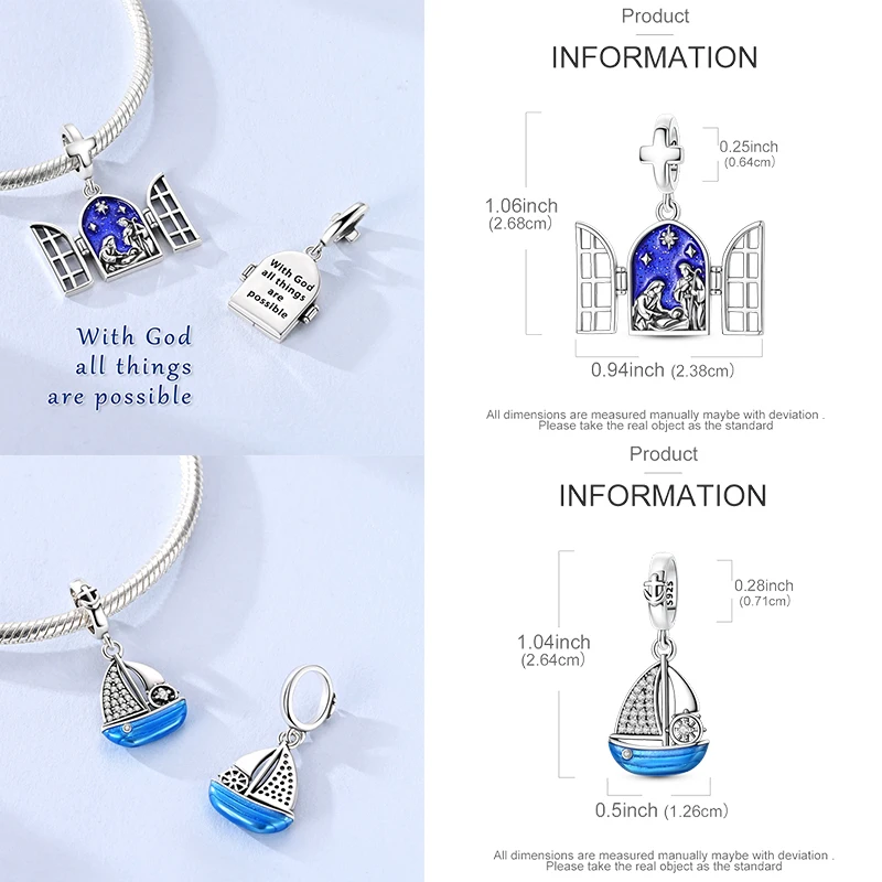 925 Sterling Silber Charm-Perlen Katze Mond Pfote Schmetterling Kreuz Sternennacht Krippenmotiv DIY Armband Halskette Geschenk für Frauen Mädchen – Detail 2