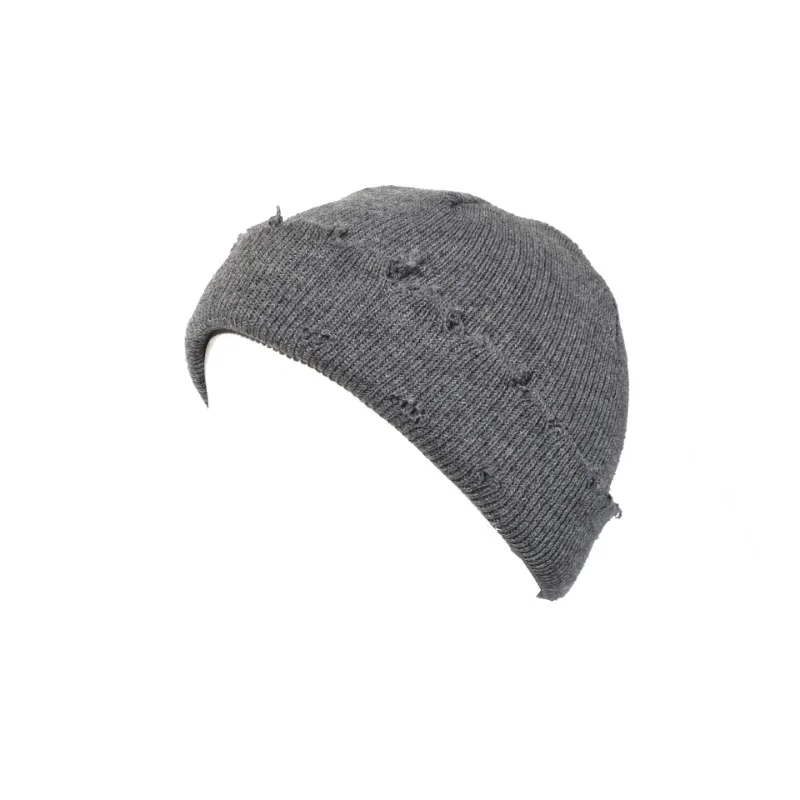 Men Hip Hop Harajuku Beanies Hats Ripped Holes Knitted Hats Plain 2022 Autumn Winter Soft Cotton Warm Caps