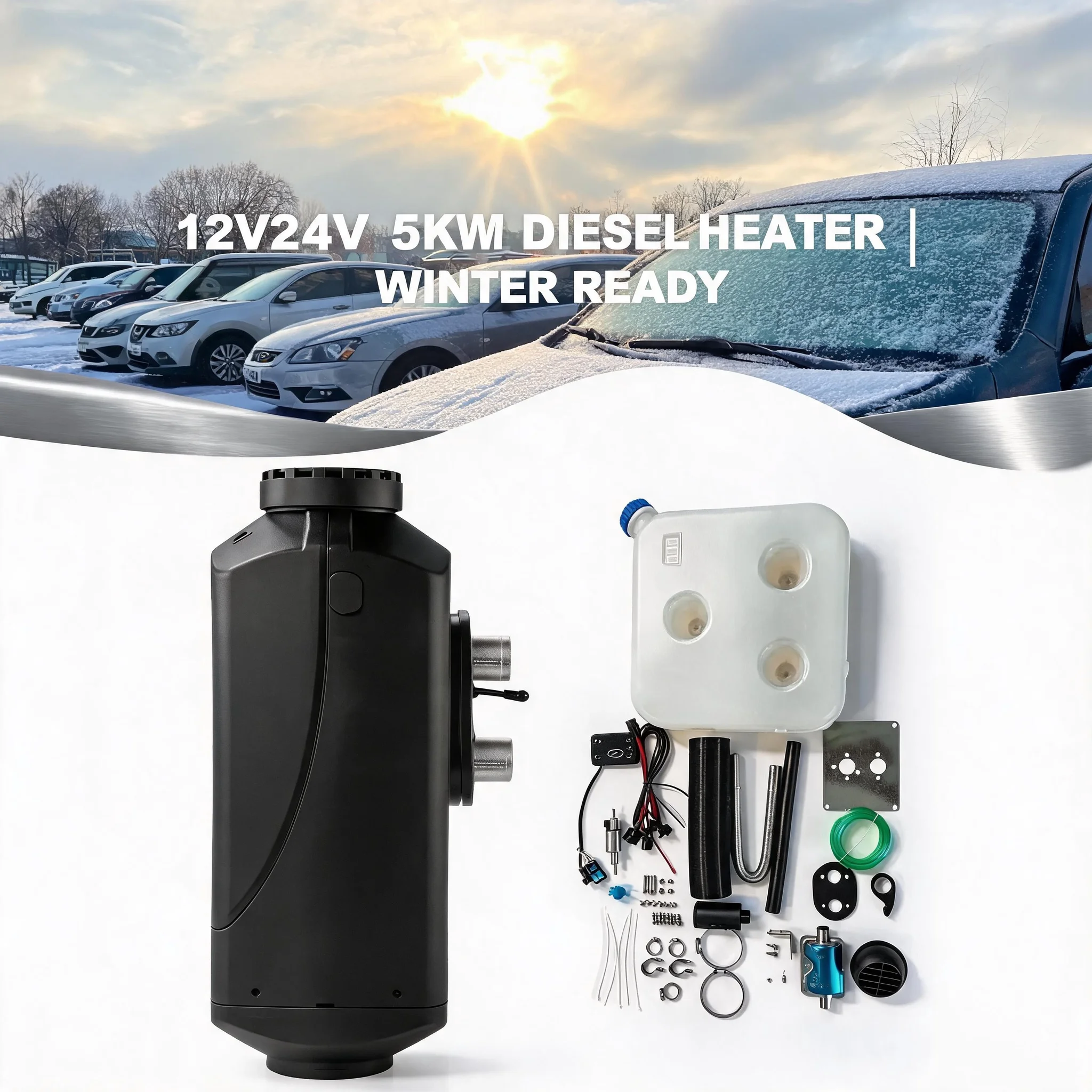 Reliable 5KW 12V 24V Car Diesel Air Parking Heater Low Noise Safe Operation Kit for Truck RV Bus Trailer Camper Boat Use