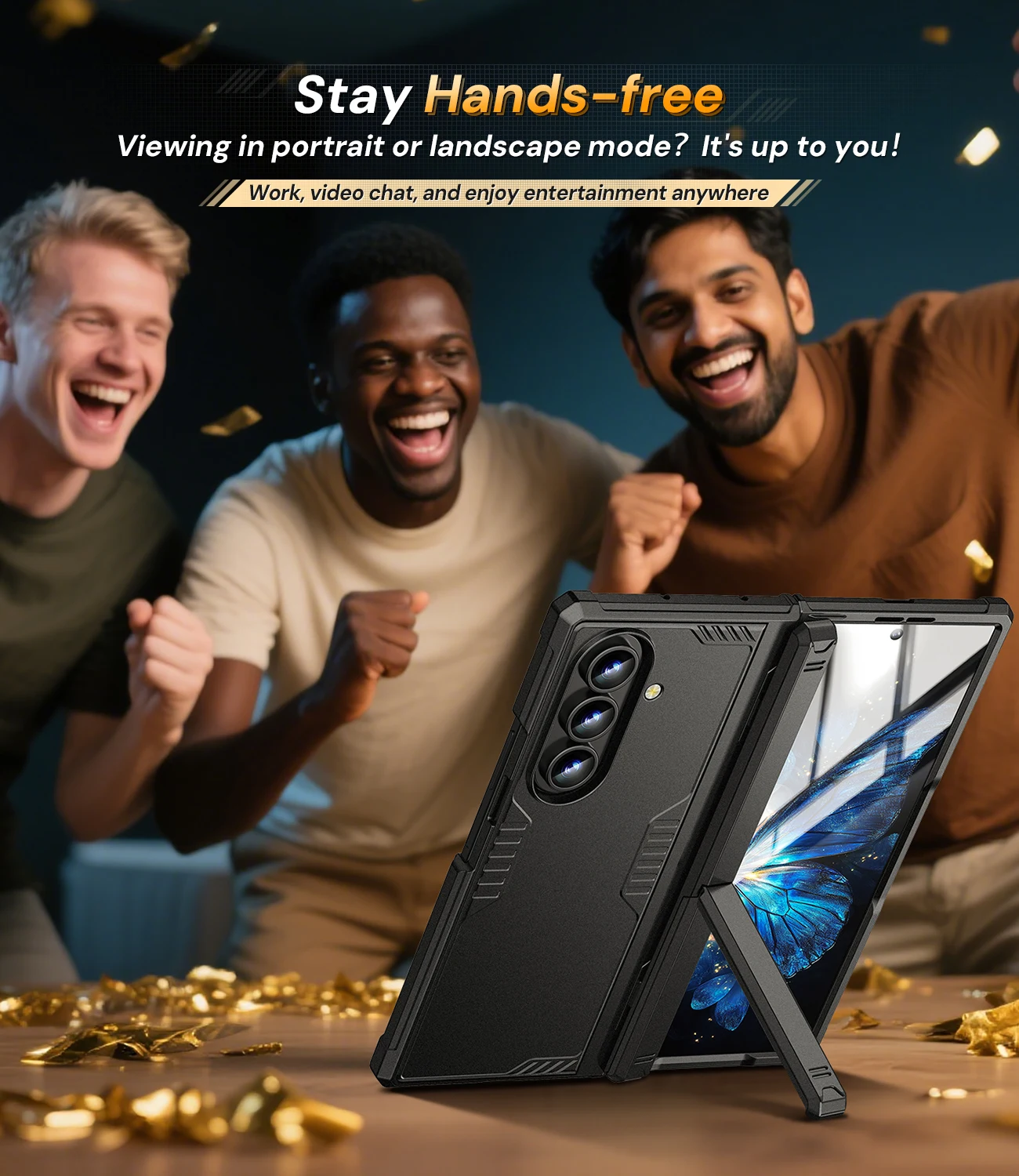 Stoßfeste, robuste Rüstungshülle für Samsung Galaxy Z Fold 7, Scharnierschutz, schlanke Hülle, versteckter Ständer, integrierter Displayschutz – Detail 7