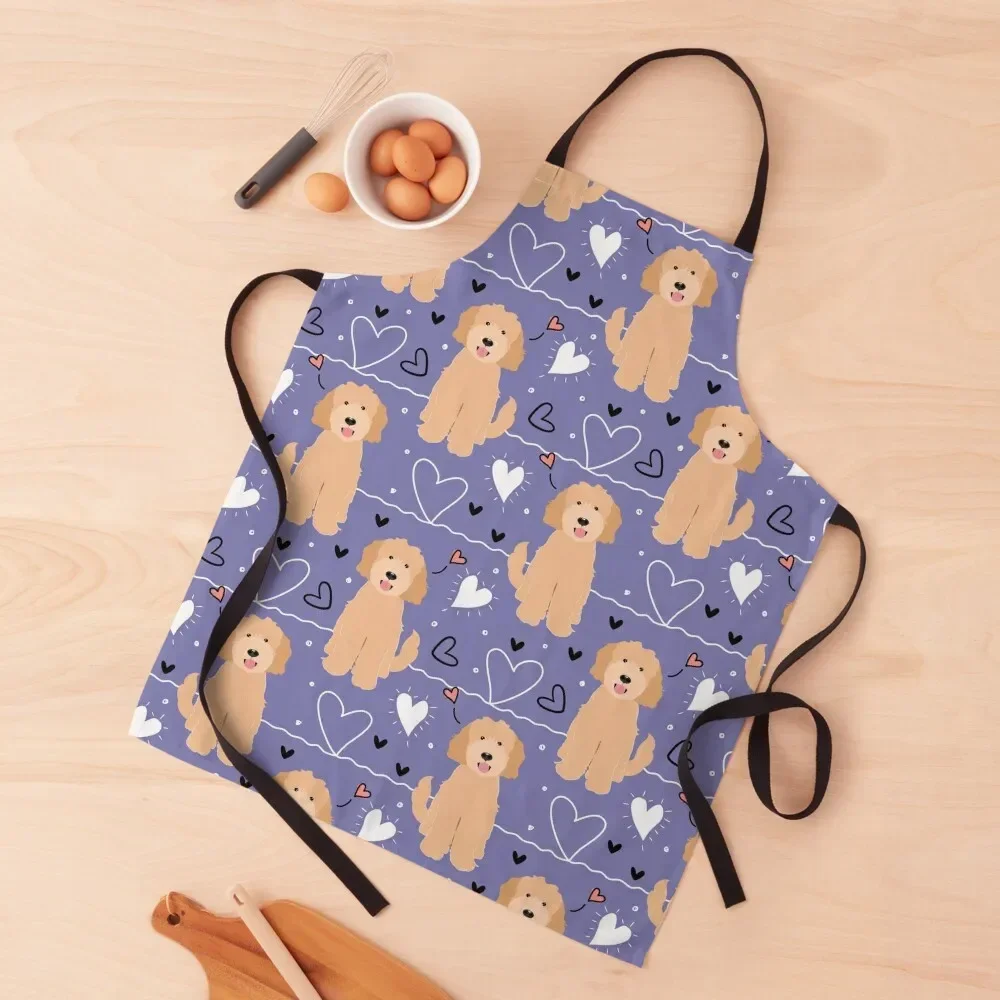 

LOVE Apricot Blonde Goldendoodle Dog Apron cookings for women with pockets custom women's kitchen Apron