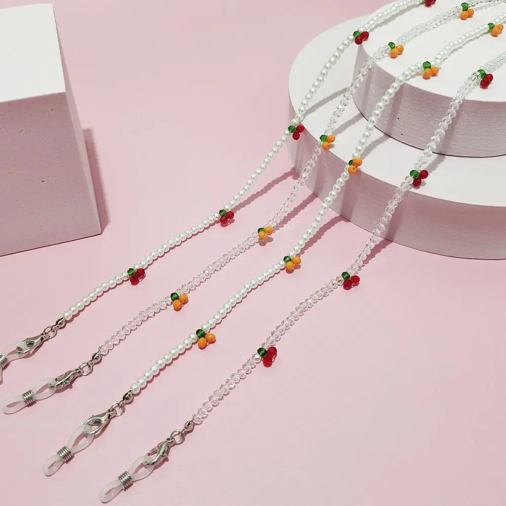 مجوهرات اللؤلؤ الكرز النظارات الحبل حبة الاكريليك مطرز سلسلة قناع الحبل حامل كريستال سلسلة النظارة قناع الوجه قلادة #1