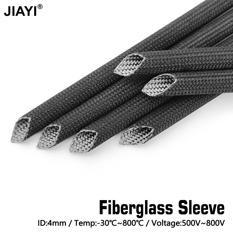 800Deg.C Fiberglass Tube Black High Temperature Cable Sleeve Alkali Free Fiber Braided Tube Insulation Against Electric Sleeved