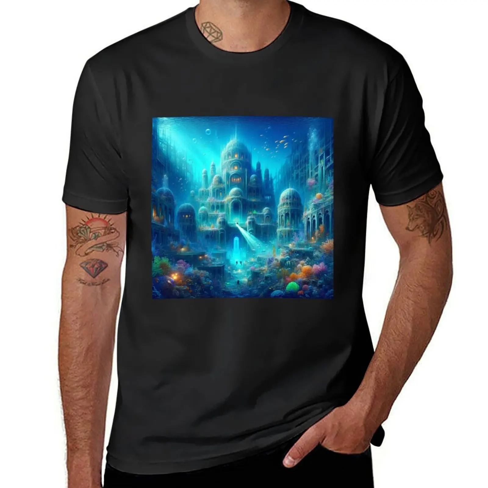 Post Apocalyptical Cityscape Underwater Palace #3 T-Shirt new edition summer tops sweat shirts, men