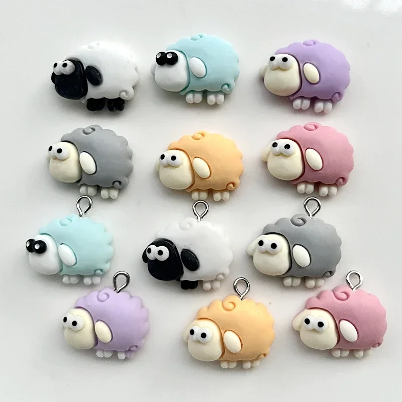 20Pcs Mini FlatBack Resin Cabochons Kawaii Sheep DIY Scrapbooking Embellishment Decoration Jewelry Necklace Hair Accessories