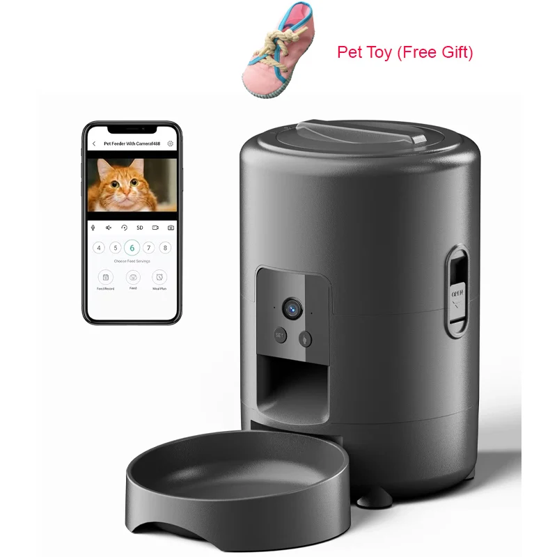 

Кормушка для домашних животных 2 л с камерой, видеоавтоматическая кормушка для кошек с пультом дистанционного управления Wi-Fi, количественный умный дозатор корма для собак