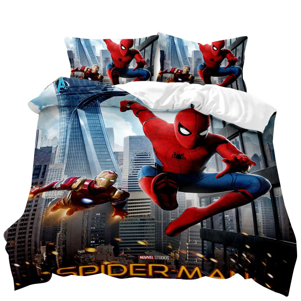 Disney Marvel Cartoon Spiderman Quilt Duvet Cover Sets Bedding Set Childrens Boy Christmas Birthday Gift Dropshipping