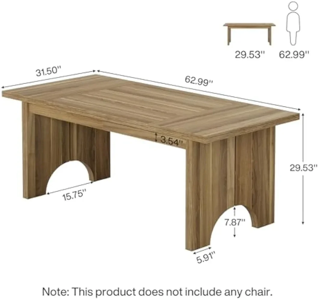 63-Inch Executive Desk, Large Wood Computer Office Desk with Double Pedestal, Modern Simple Study Writing Table