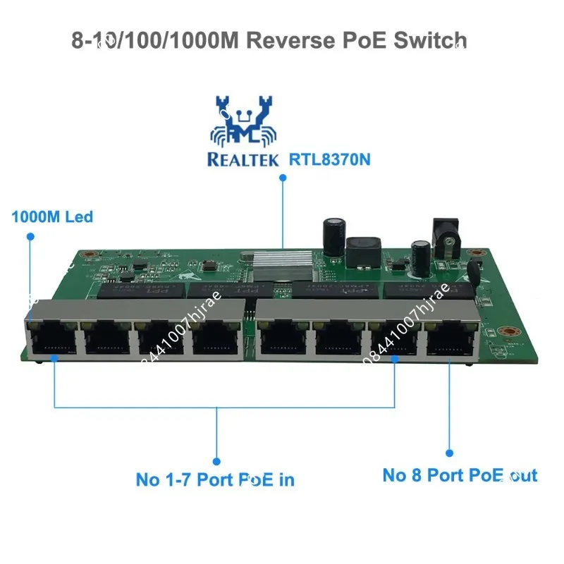 Gigabit Unmanaged Reverse PoE Switch 8 Ports 24V VLAN Function RPOE Ethernet Equipment for ISP Outdoor Wireless CPE Access Point
